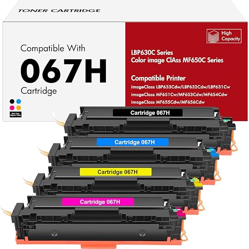 067H 067 Toner Cartridge Set MF650C MF654Cdw MF656Cdw Compatible for Canon 067 Color ImageCLASS LBP632Cdw MF653Cdw LBP633Cdw MF652Cdw LBP630C MF651Cw LBP631Cw MF655Cdw Printer High Yield 4 Pack Ink