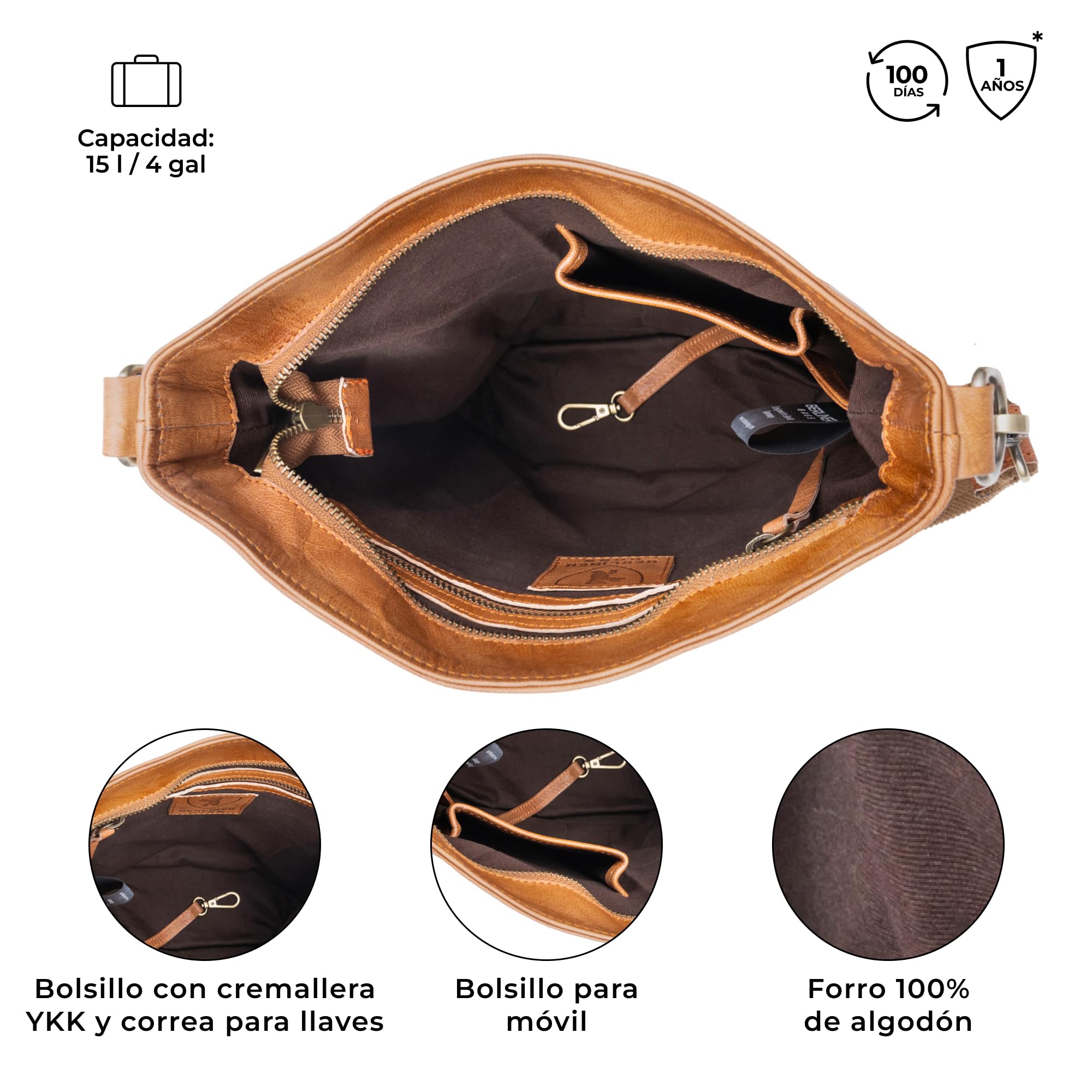 Berliner Bags Sofia Bolso de Hombro de Piel Auténtica para Mujer con Dos Correas Ajustables y Estilo Bandolera, Diseño Elegante