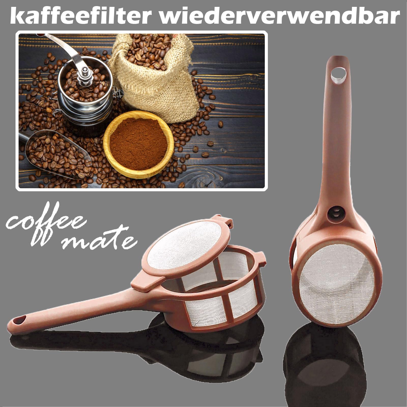 Reusable Coffee Tea Filter Dripper Strainer Strainers Cup Pot Infusers for Loose Tea 2 Pack, Brown, M - Image 4