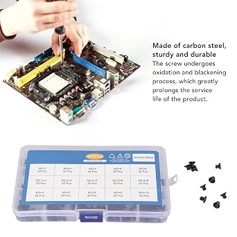 450 Pcs Laptop Screws Kit, 15 Sizes M2 M2.5 M3 with Storage Box | Includes M2, M2.5 and M3 screws in 15 sizes, 30 pcs each; labeled box keeps laptop and electronics repairs organized