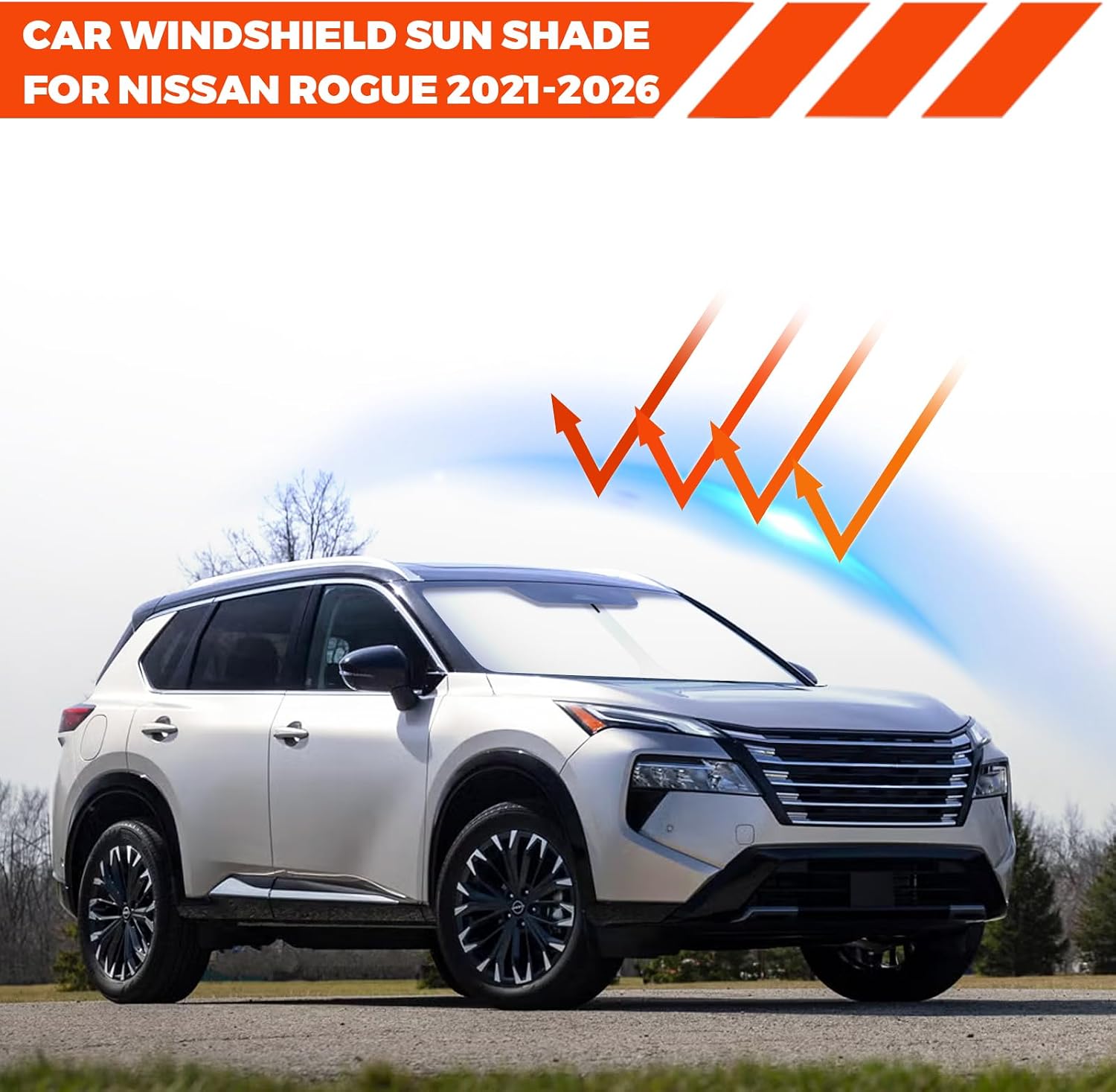 Foldable Front Windshield Sunshade fit for Nissan Rogue 2021-2026 image 2