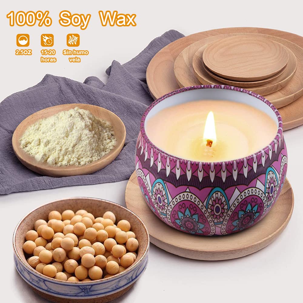 QILAY Velas Aromaticas, Juego de 9 Piezas（2.5Onzas）Velas Perfumadas Relajantes, Aromaterapia, Velas aromáticas caseras,100% Pura Cera de Soya, Un Regalo a Cumpleaños, Navidad, Aniversario.