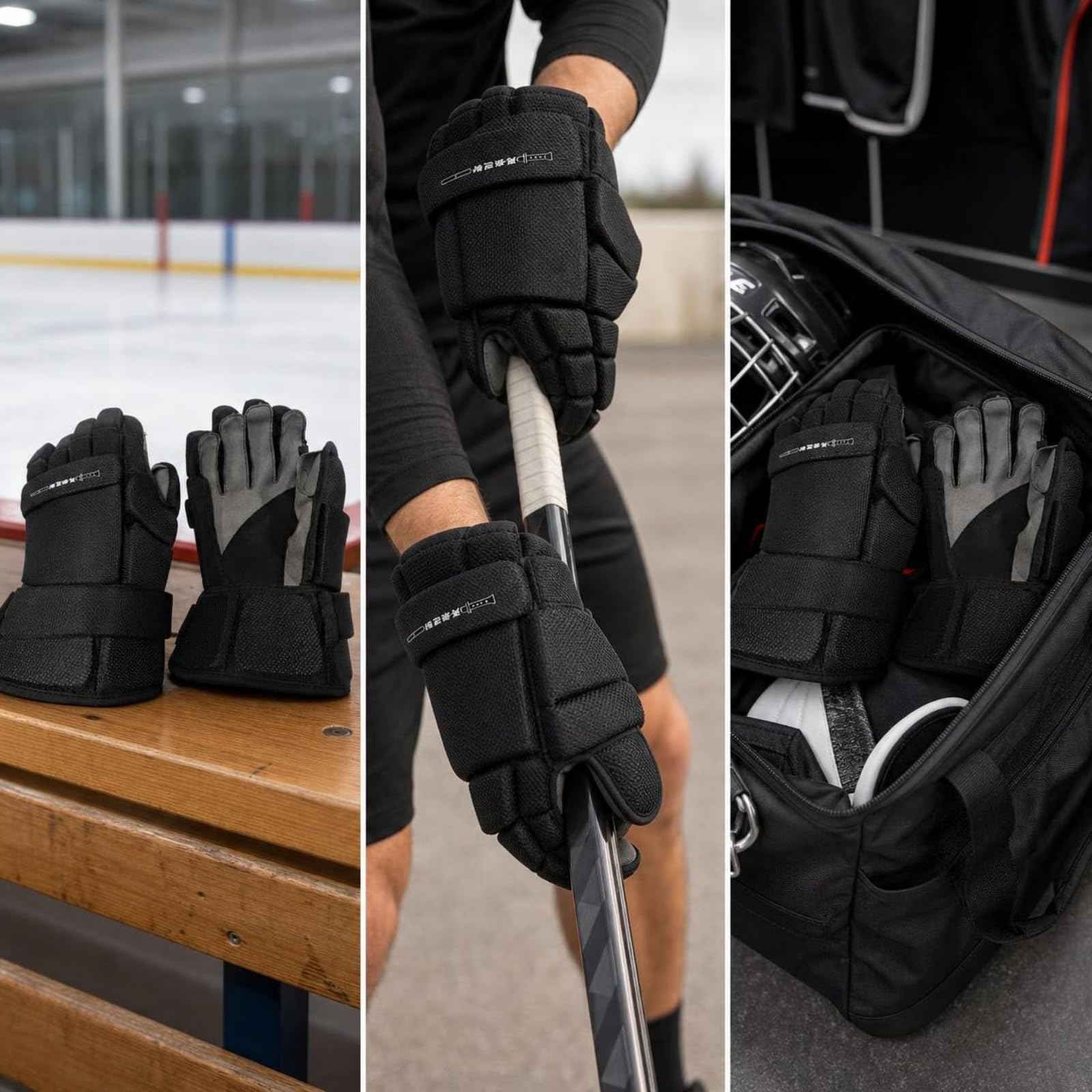 Gralara Gants Hockey avec Protège-Doigts Rembourré Gants Hockey avec Paume Renforcée Ajusté