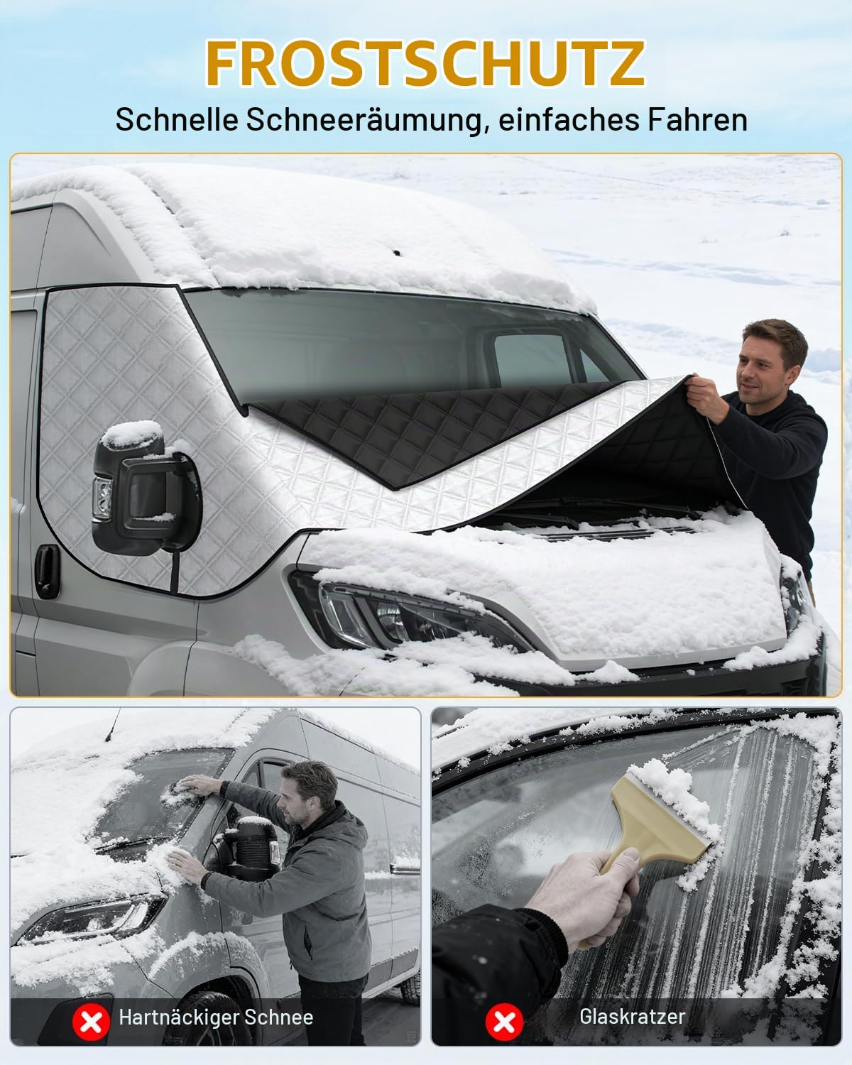 Frontscheibenabdeckung Wohnmobil Ducato Frontscheibenabdeckung Thermoschutz Abdeckung Ducato Mit Reißverschluss UV-Schutz Wasserdicht für P-eugeot Boxer C-itroen Relay X250/290