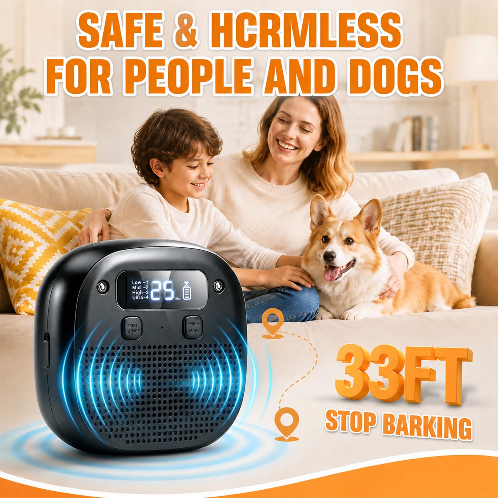 Tetra Dispositif anti-aboiement pour chiens, dispositif de dissuasion à ultrasons pour chiens, dispositif de contrôle des aboiements rechargeable, capteur anti-aboiements de 10 m et télécommande de