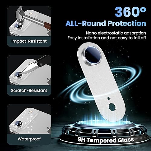 Vista 95 de Uyiton - Protector de lente de cámara de iPhone 13 Pro y 13 Pro Max, fuerte absorción, protección anticaídas, cubierta de cámara trasera, vidrio