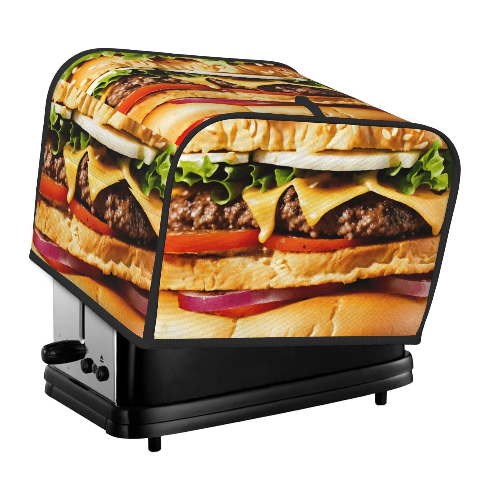 Food Pattern Funny Print 4-Slice Toaster Cover Dustproof Waterproof Kitchen Appliance Protector For Bread
