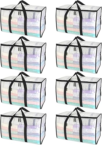 Vista 21 de BALEINE Paquete de 6 bolsas de mudanza de gran tamaño con asas reforzadas, bolsa de almacenamiento resistente para ropa, suministros de mudanza