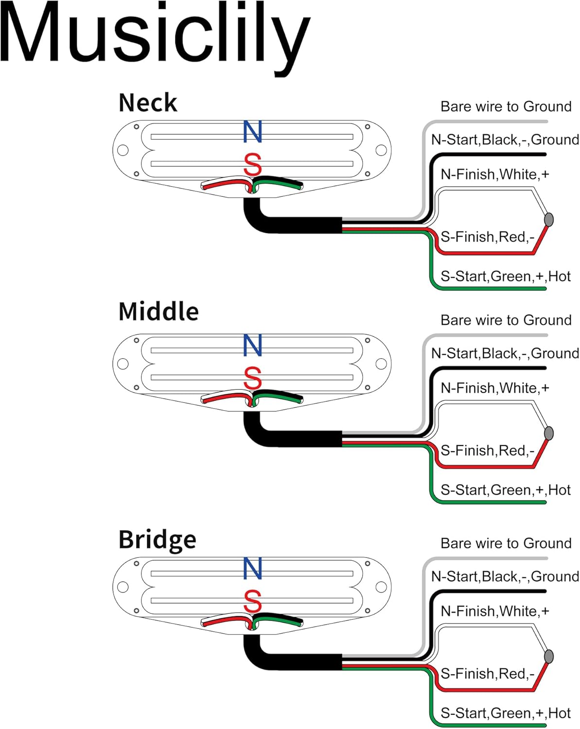 Musiclily Pro ST-DPHA Alnico 5 Rail Blade Single Coil Sized Humbucker Pickups Set 13.2K Super Distortion for Strat Style Electric Guitar, Zebra Body Chrome Rail (Set of 3)