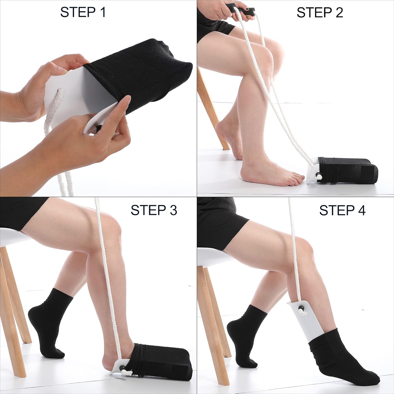 Sock Aid Tool and Pants Assist for Elderly, Disabled,Pregnant, Diabetics-Fanwer Easy On Stocking Slider with Foam Grip 33 inch Cord Puller: Health & Personal Care