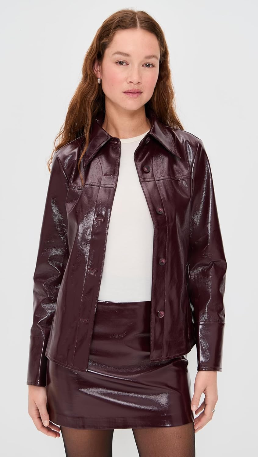 JOE'S JEANS womens The Daisy Glossy Faux Leather Jacket - Image 2