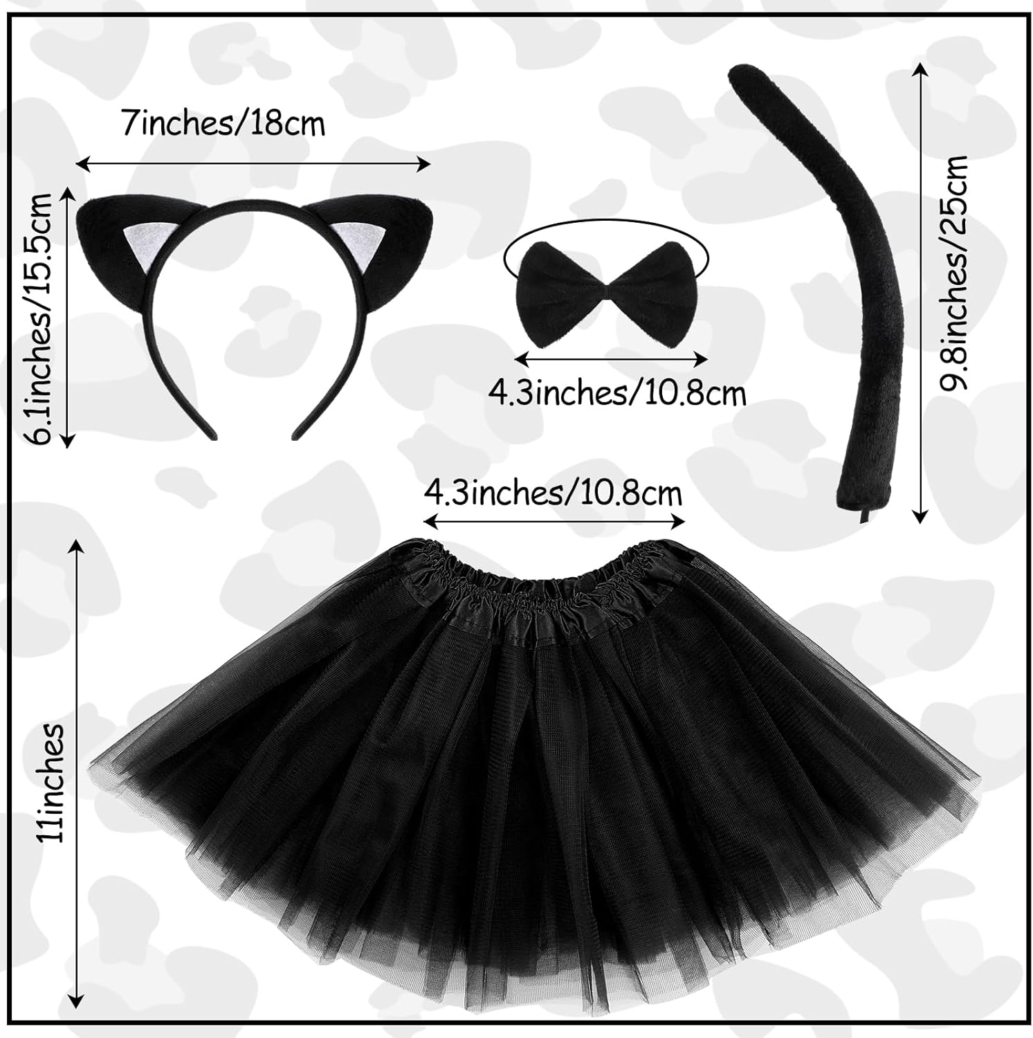 Neer 4 Pcs Cheetah Leopard Cat Ears Headband Tails Ears Bow for Halloween Animals Zoo Keeper - Image 3
