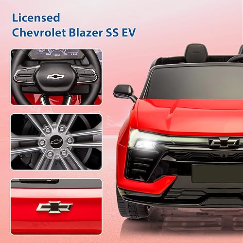 Miniatura 5 de Jojoka Auto de bebé de 24 V y 2 plazas con licencia Chevrolet Blazer de juguete con control remoto para padres, suspensión de 4 resortes, música