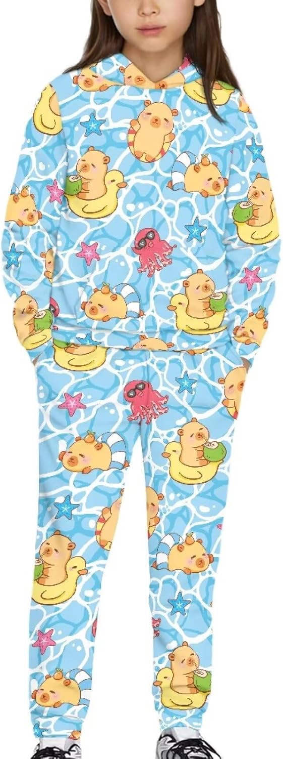 Kids Fleece Tracksuit Set: Ultra-Soft 2-Piece Hoodie & Pants, Cozy Loungewear for 5-12 Boys & Girls