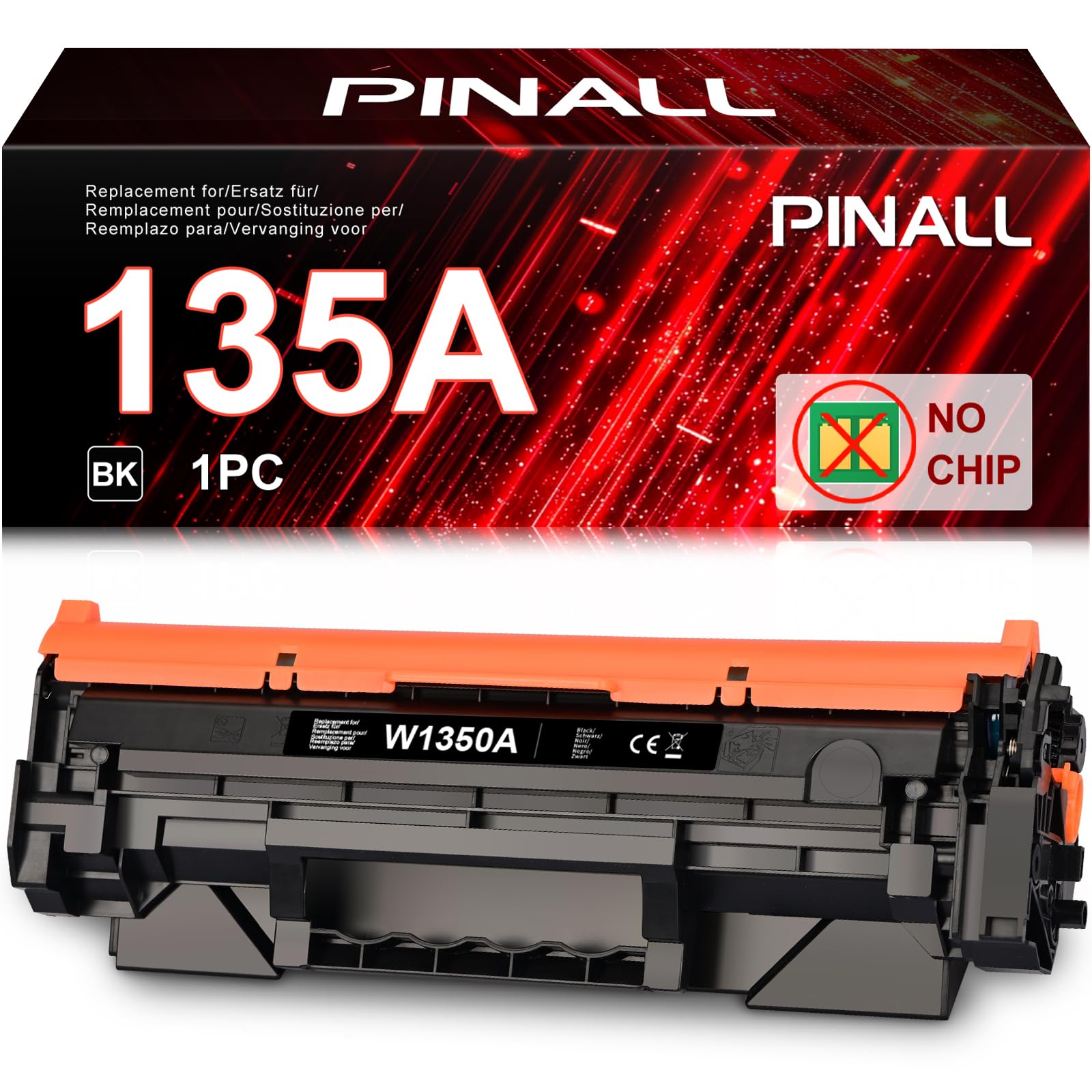 PINALL 135A Toner senza chip compatibile con HP LaserJet MFP M234sdw M234dw | W1350A compatibile con HP LaserJet MFP M234sdw M234dw M209dwe M209dw M209 (la cartuccia di toner non contiene alcun chip)
