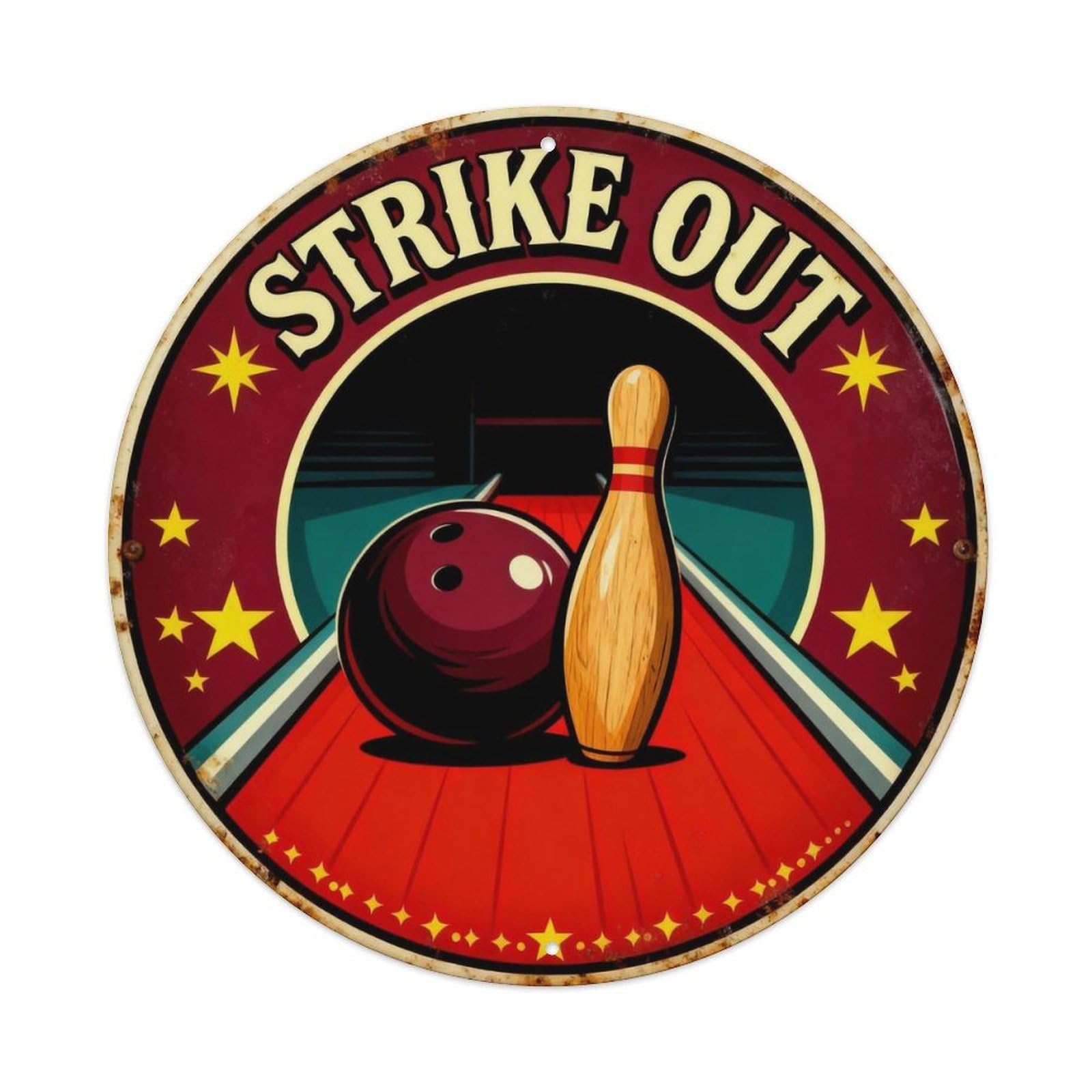 Strike Out Bowling Sign Metal Tin Sign Plaque
