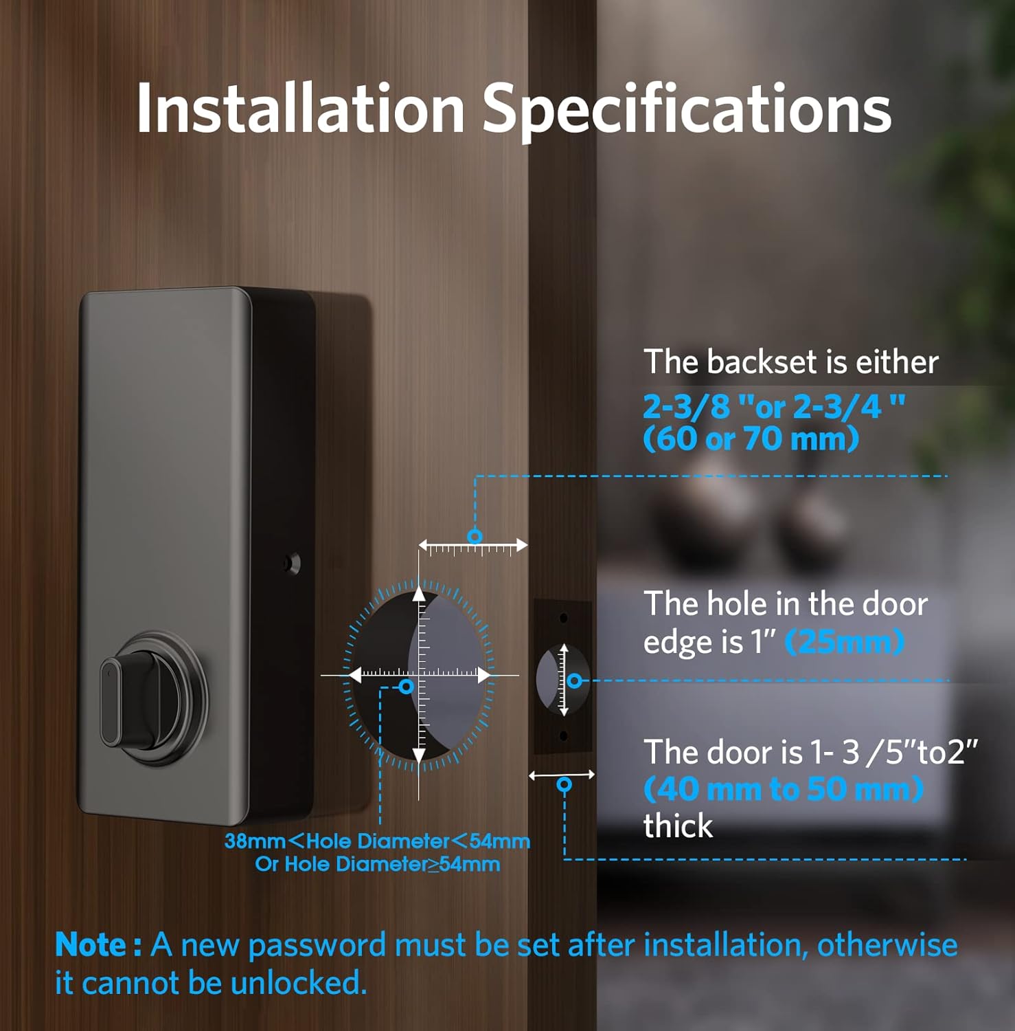 Keyless Entry Door Lock, Smart Deadbolt Lock with Bluetooth App, Electronic Keypad, IC Card, Keys, Security Waterproof Easy Install Ideal for Home, Apartment, Office, Hotel