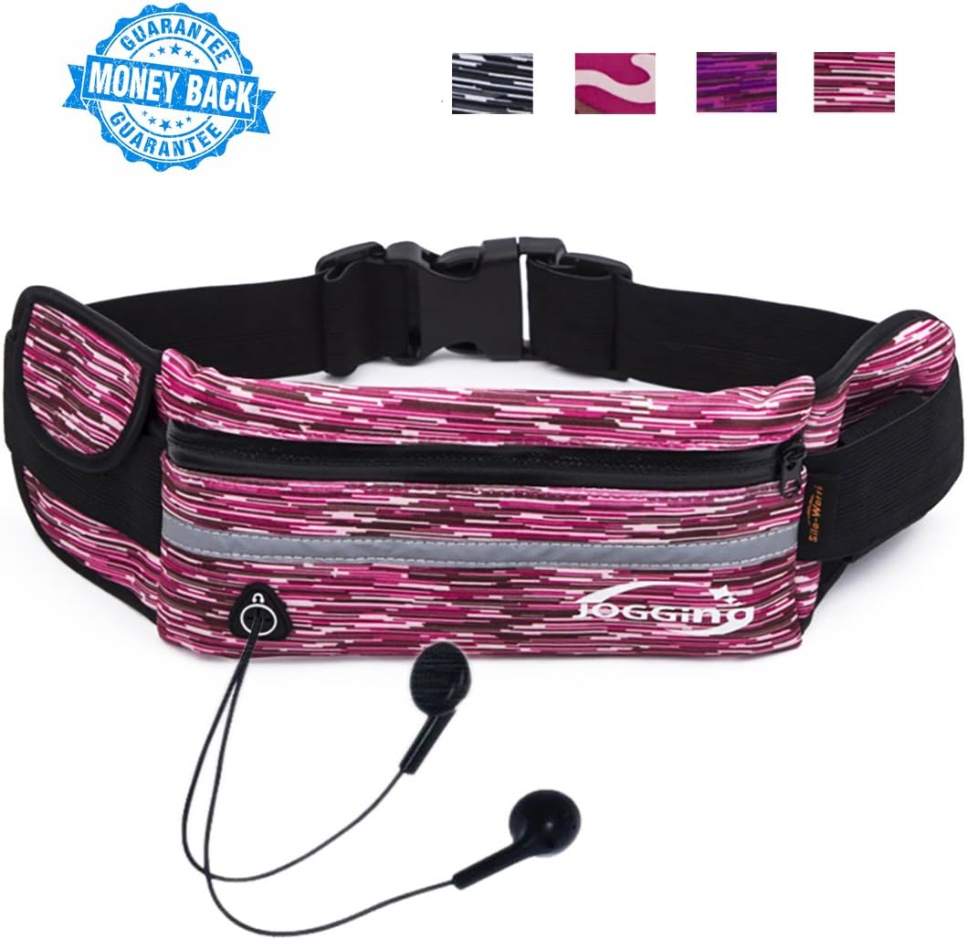 JOGGING Running Pouch Belt Waist Pack Runners Belt Fanny Pack for iPhone 8 7 6 Plus Water Resistant Sport Belt Bag with Bottle Holder Great for Cycling Hiking Travel Outdoor Activites