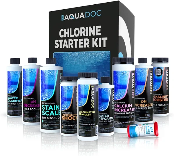 Hot Tub Chemicals Starter Kit - Chlorine Spa Starter Kit Chemicals for Hot Tub - Convenient Hot Tub Starter Kit & ph Control Kit - Effective Chlorine pH Balancer & Inflatable Hot Tub Chemical Kit
