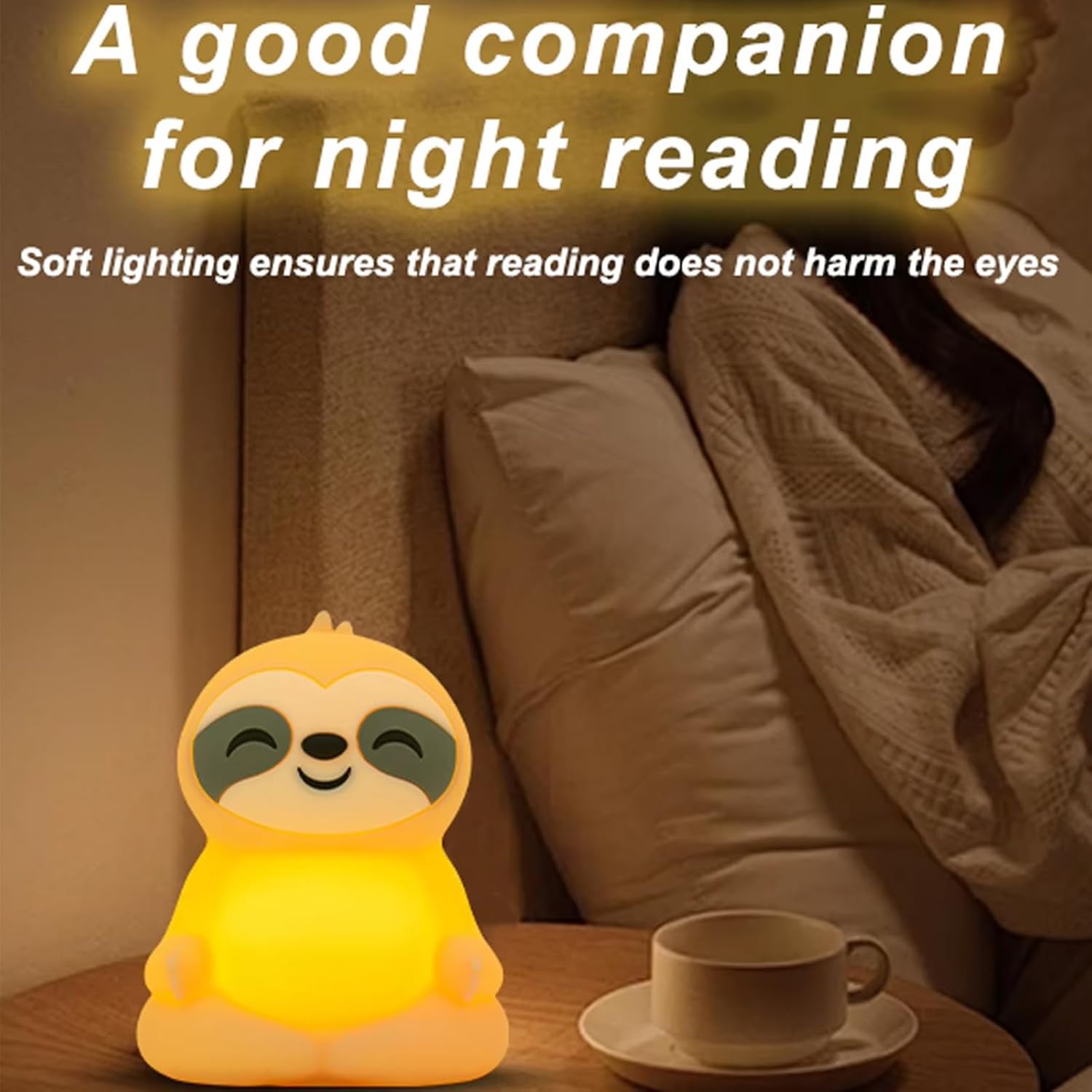 Sloth Night Light with Color Change - Warm Light Touch Control Bedside Lamp, Squishy Soft Silicone Calming Nightlight, Nursery, Gift Idea