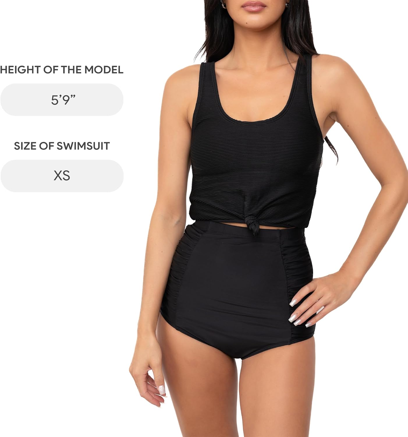 Coral Reef Swim Tankini Swimsuits for Women - Knotted Front Tankini Top & High Waisted Ruched Bikini Bottom Tankini (XXS-3XL) - Image 6