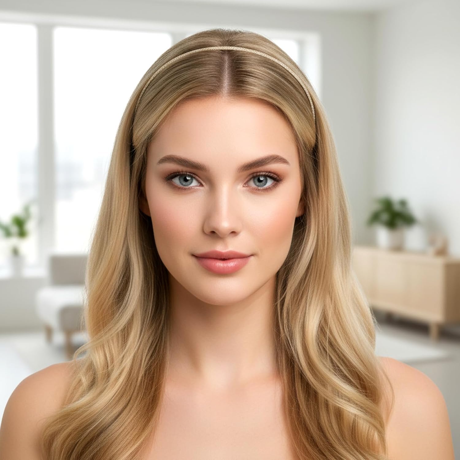 6 PCS Plastic Headbands for Women, 6 Colors 4mm Skinny Headband, No Slip Thin Headband Elastic Hair Hoop Holder Comfortable Hair Band Sparkly Hairs Accessories For Valentine's Day Lady Women - Image 7