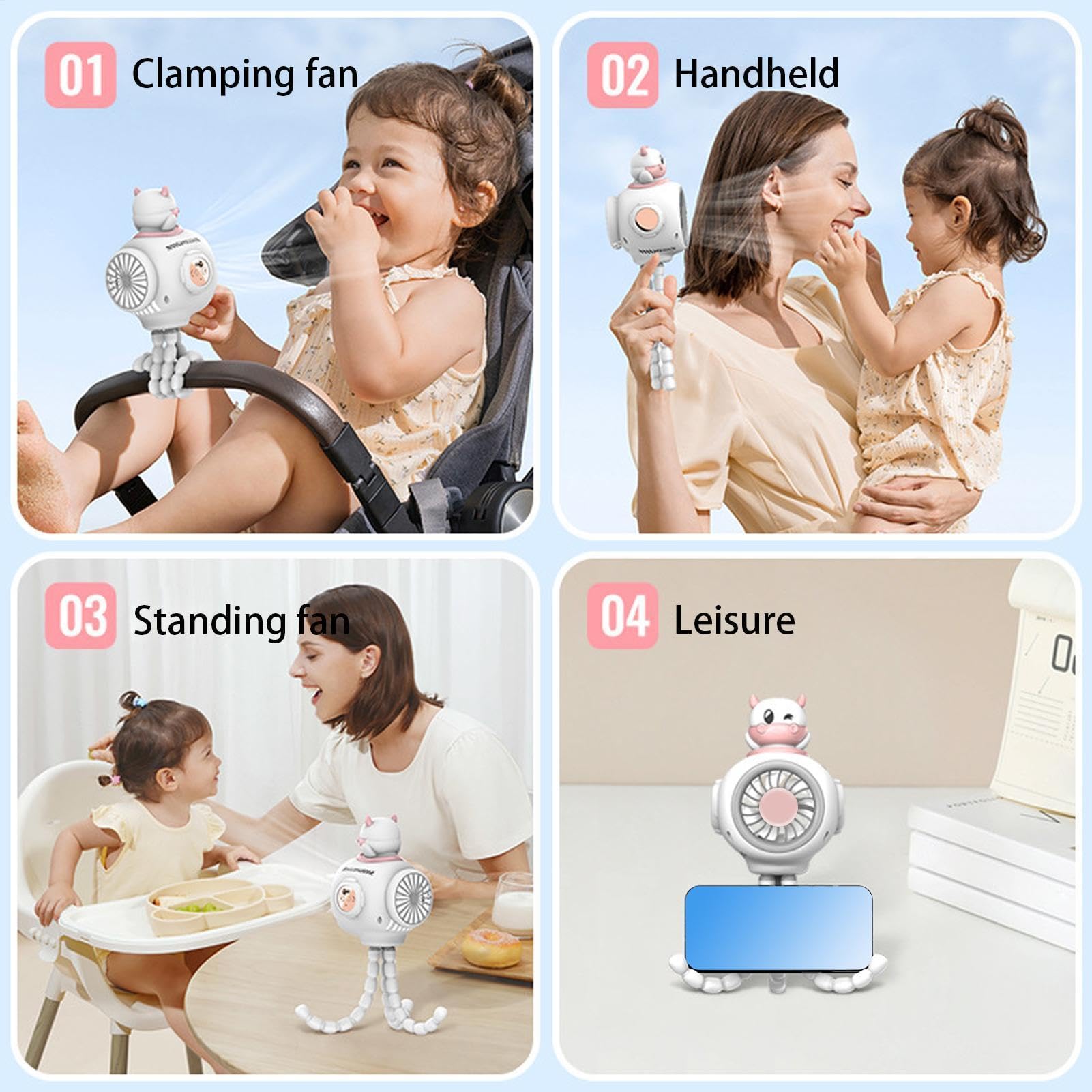 Ventilatore Portatile Per Passeggino Ventilatore Rinfrescante Per | 3 Velocità Regolabili, Alimentazione USB E Design Compatto Per Shopping, Campeggio, Auto E Viaggi All’Aperto
