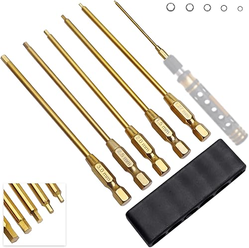 Juego de brocas hexagonales RC de titanio de 1.271.52.02.50.118 in, llaves Allen para tornillos de cabeza hexagonal RC compatibles con taladro de 14