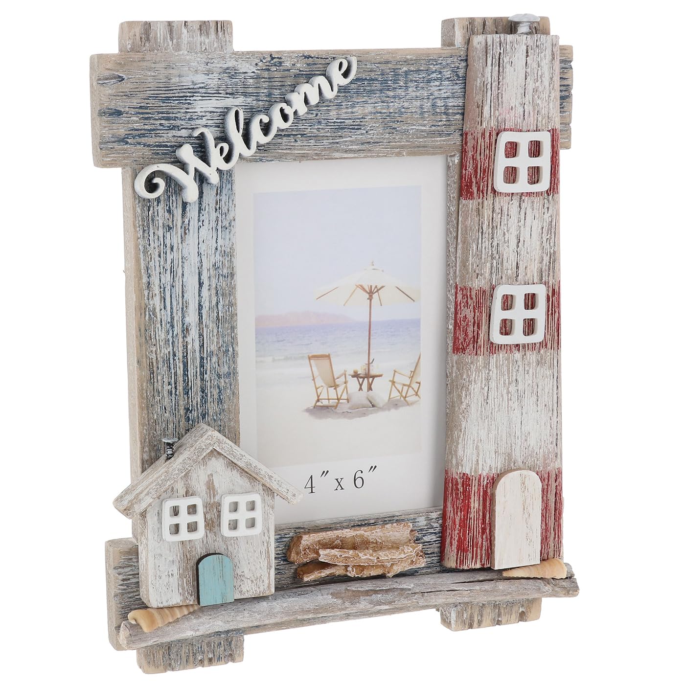 Shudehill Giftware Multicolour Sandy Bay Beach Rustic Themed Design 6X4 Photo Frame