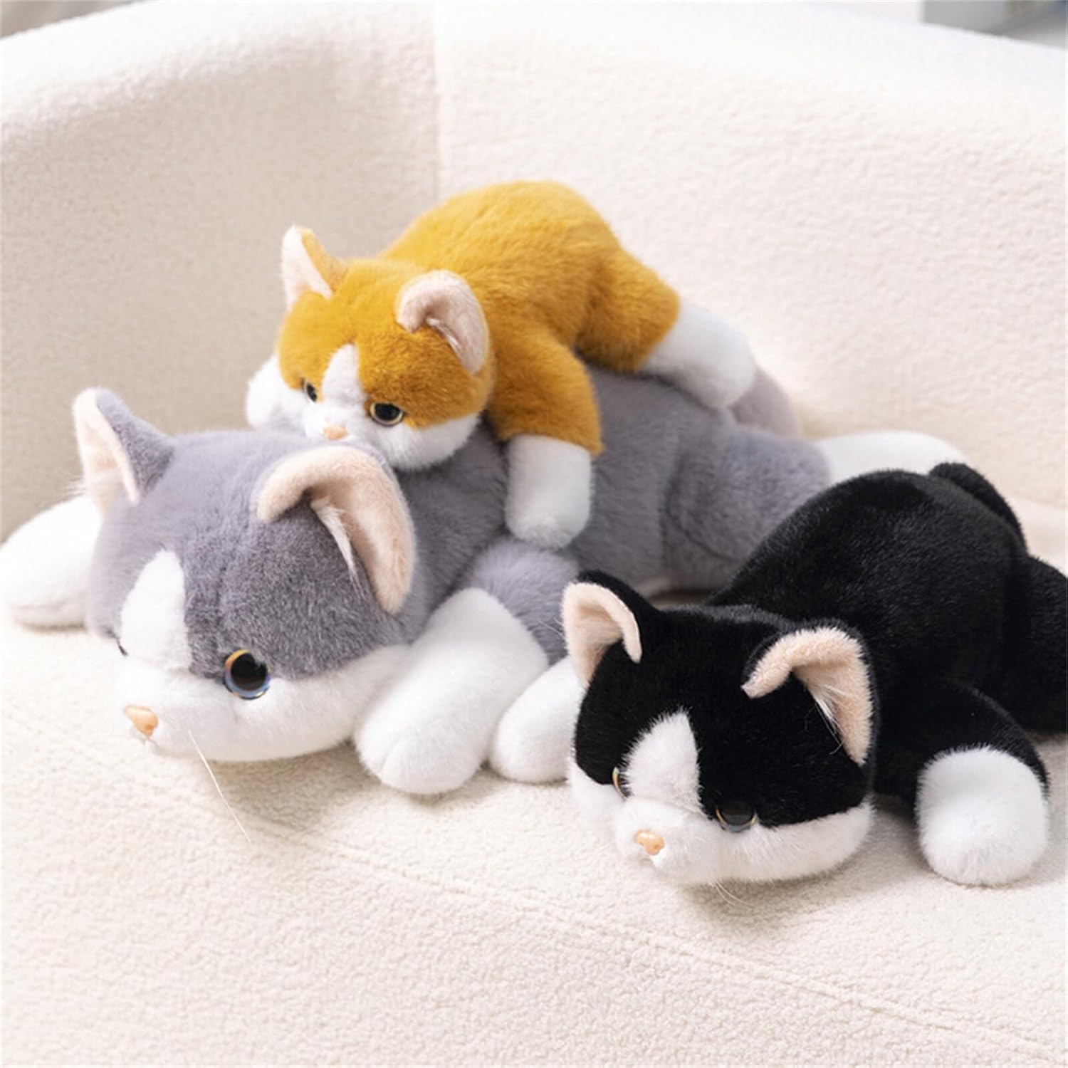 25.6 inch Black & White Cat Weighted Stuffed Animals, Weighted Plush Animal Cute Soft Plush Pillow Hugging Plushie for Kids Adults Birthday Gifts