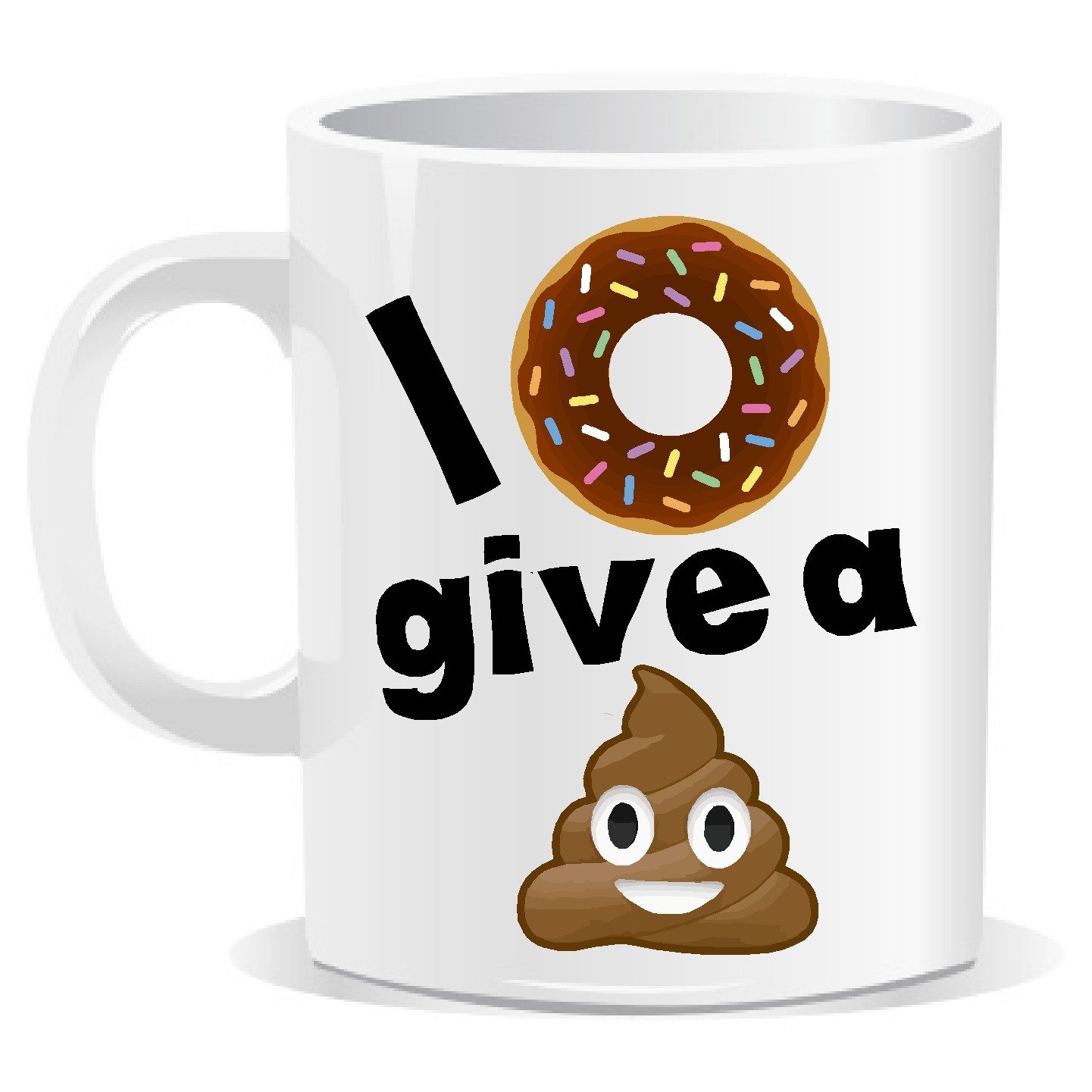 Ellisgraphix White Background / Black Text I Dont Give A Sh*T Donut Poop Emoji Mug | Secret Santa Mug | Christmas Xmas | Naughty Swearing Rude Novelty Joke Funny Tea Coffee Work Shop Office