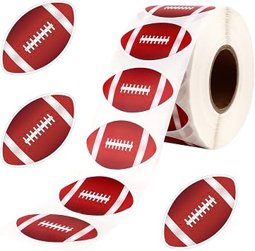 1200PCS Football Stickers Roll Self-Adhesive Sports Ball Sticker Football Stickers for Crafts Scrapbooking Footballs Party Decorations Sports Themed Birthday Party Supplies