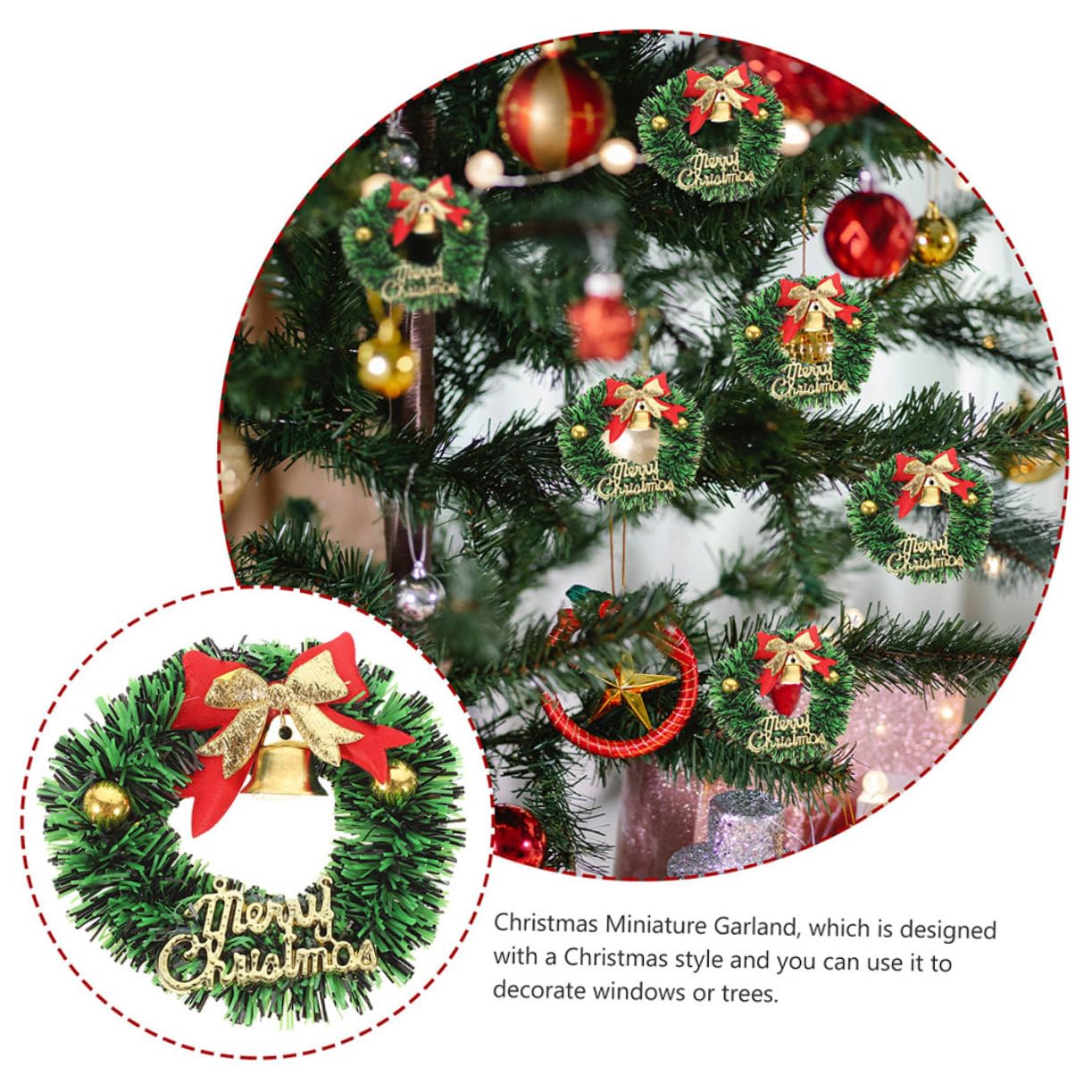 Gatuida 20 Piezas Mini Guirnalda Navideña Artificial para Manualidades y Decoración De Invierno Guirnalda Pequeña con Lazo para Adornos Navideños