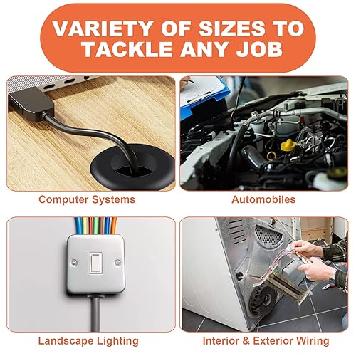 Miniatura 7 de PSHZZ Kit de 280 Ojales de Goma, Surtido de Juntas de Ojales de Goma para Orificios para Cableado, Alambre, Automotriz, Cortafuegos, Chapa Metálica,