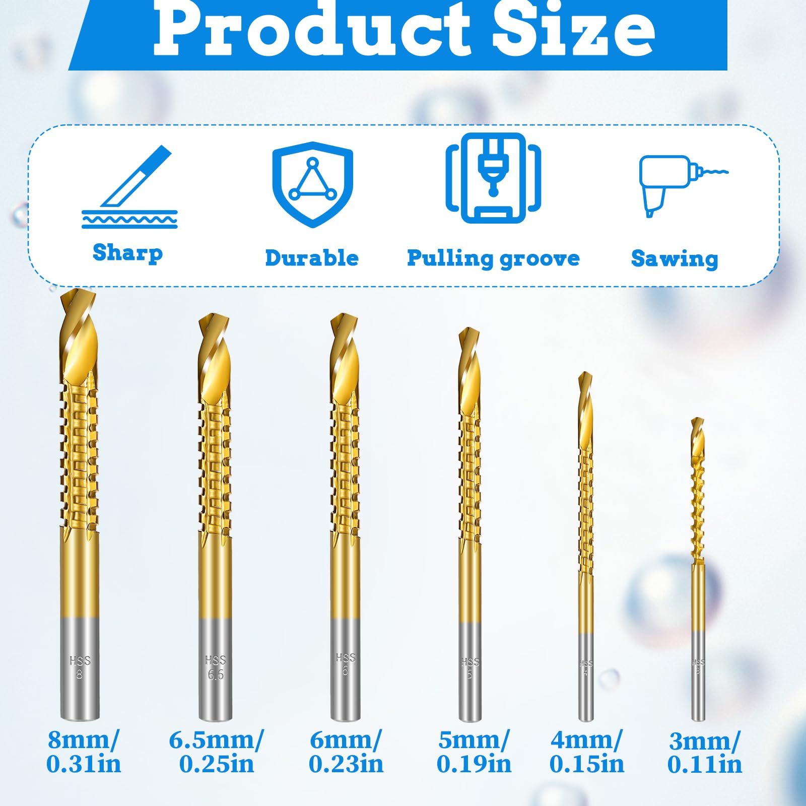 Titanium Coated Drill Bits - 6 Pack HSS Twist -2 Titanium Coated Drill Bits - 6 Pack HSS Twist -2