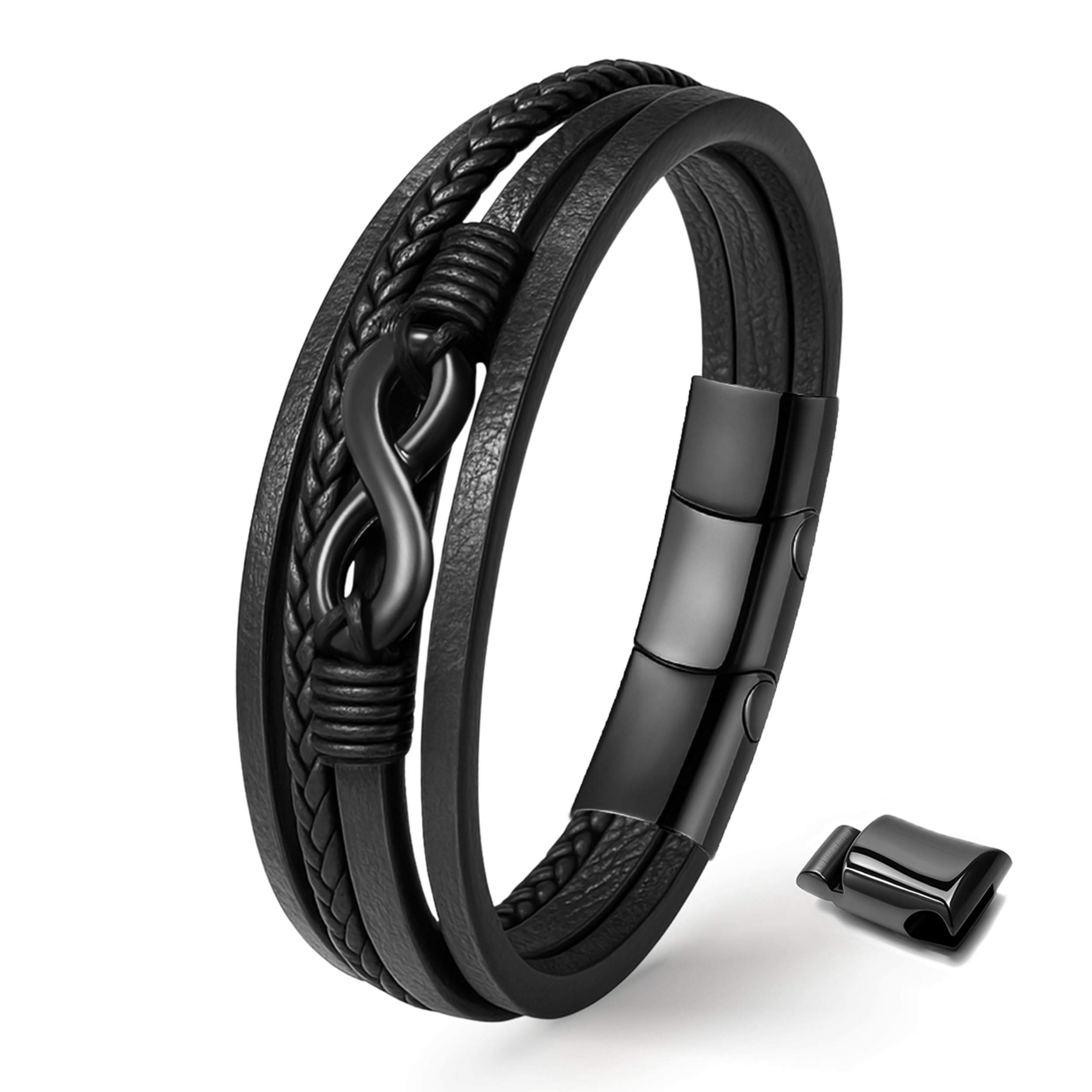 UNIQAL | Unendlichkeit Leder Armband "ETERNAL" Infinity Bracelet | Geschenk box | Magnetverschluss
