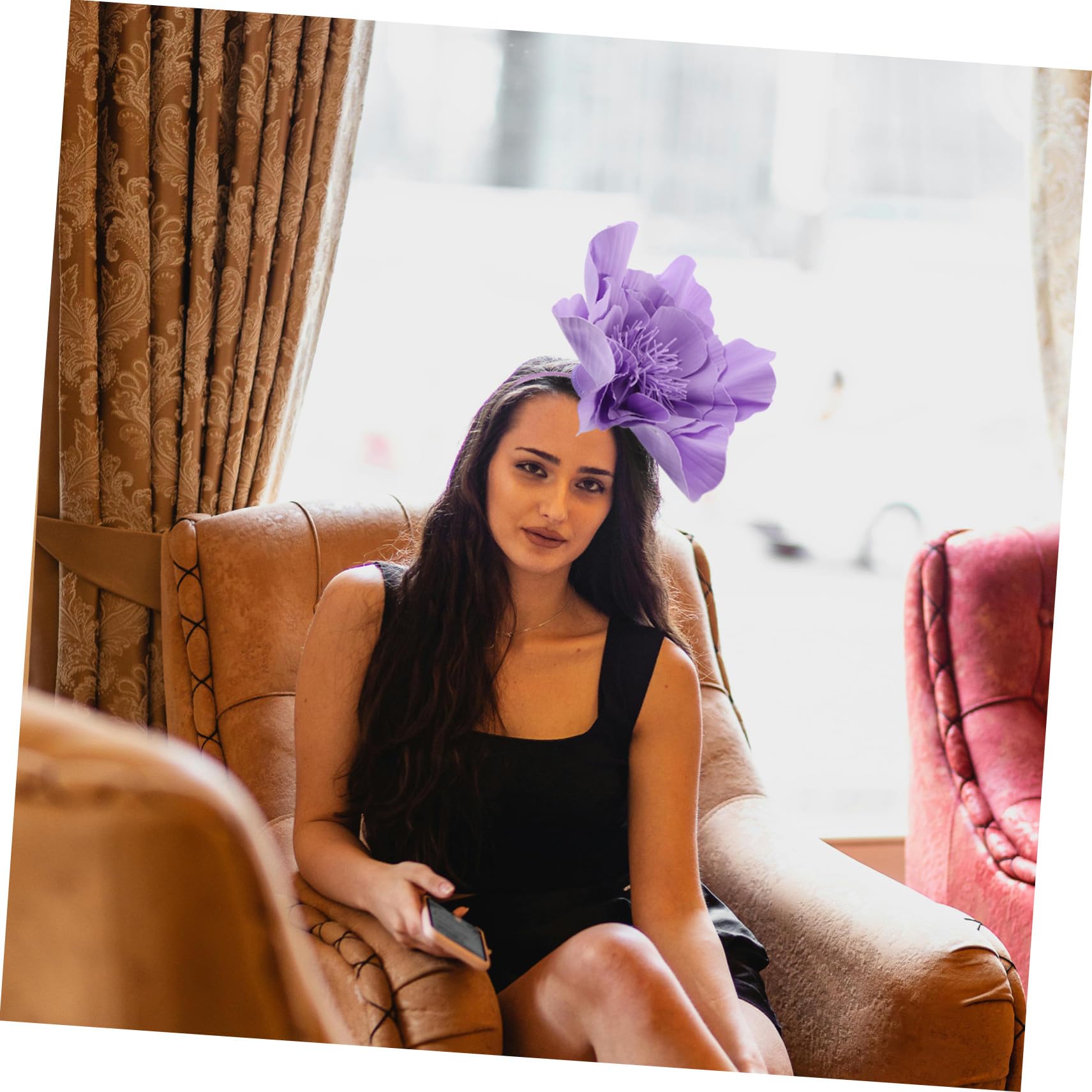Gatuida Diadema con Gran Flor Artificial Morada Tocado Floral Elegante para Mujer Accesorio de Pelo para Bodas Fiestas y