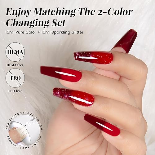 Vista 37 de YTD Likomey Brocade Glitter - Esmalte de uñas de gel que cambia de color, 0.5 onzas líquidas, color rosa intenso a violeta, brillo brillante, cambio