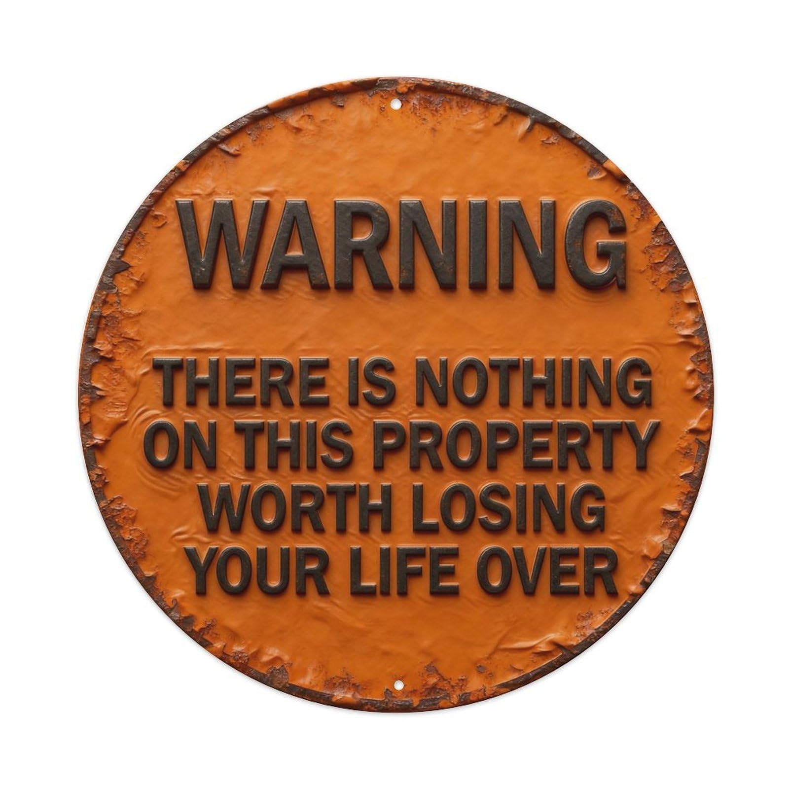 Zlatcbu Vintage Warning Sign Orange Black Text Metal Tin Sign Retro Wall Art Poster, Decor For Home Living Room Bar Cafe Garage, 8X8 Inch