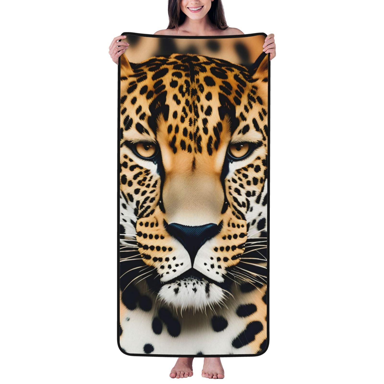Toalla de baño de leopardo en terciopelo coral para tus rutinas de spa y gimnasio