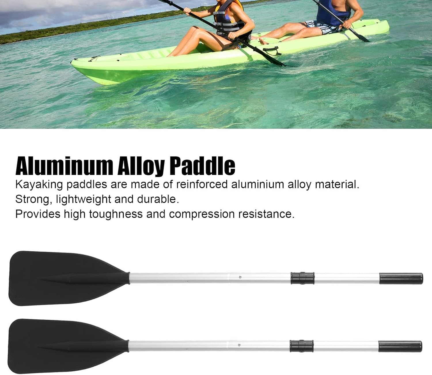 1 Pair/Set 132 cm Removable Aluminium Kayak Paddle, Lightweight and Durable, Ideal for Rowing, Boating and Rafting