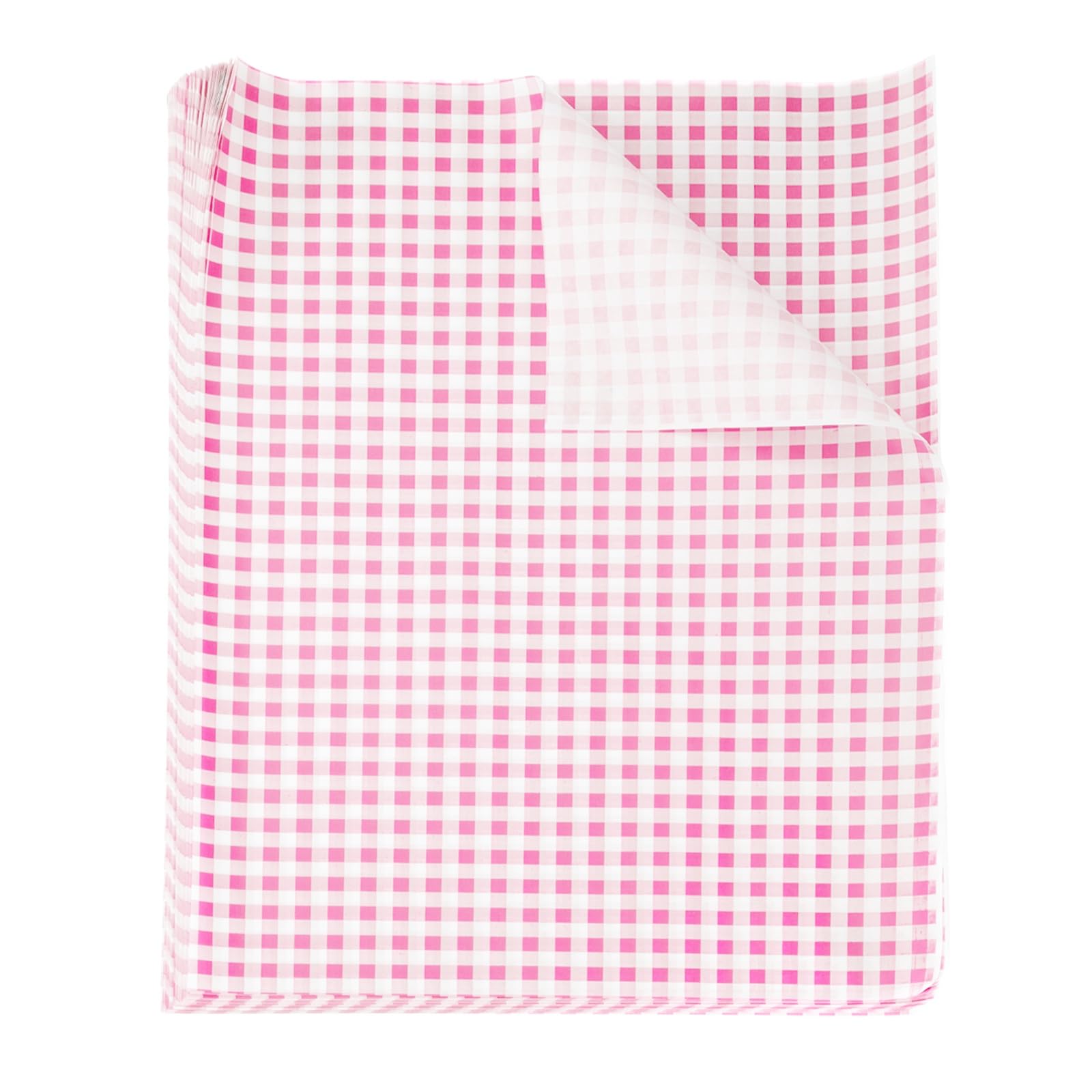 QUARKZMAN 500Pcs Papier Sulfurisé Feuilles de Papier Ciré à Carreaux Carrés 38cm x 28cm Papier Emballage Alimentaire Absorbant Huile pour Aliments Secs, Sandwichs, Pain, Hamburgers, Rose