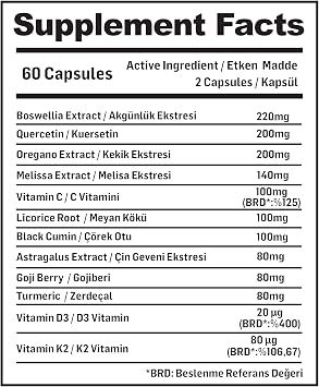 Kiperin Eigrela Kuersetin, Kekik, Astragalus ve Akgünlük (Boswellia) - Mevsim Geçişleri ve Bağışıklık Desteği - Katkısız ve Vegan - 60 Kapsül