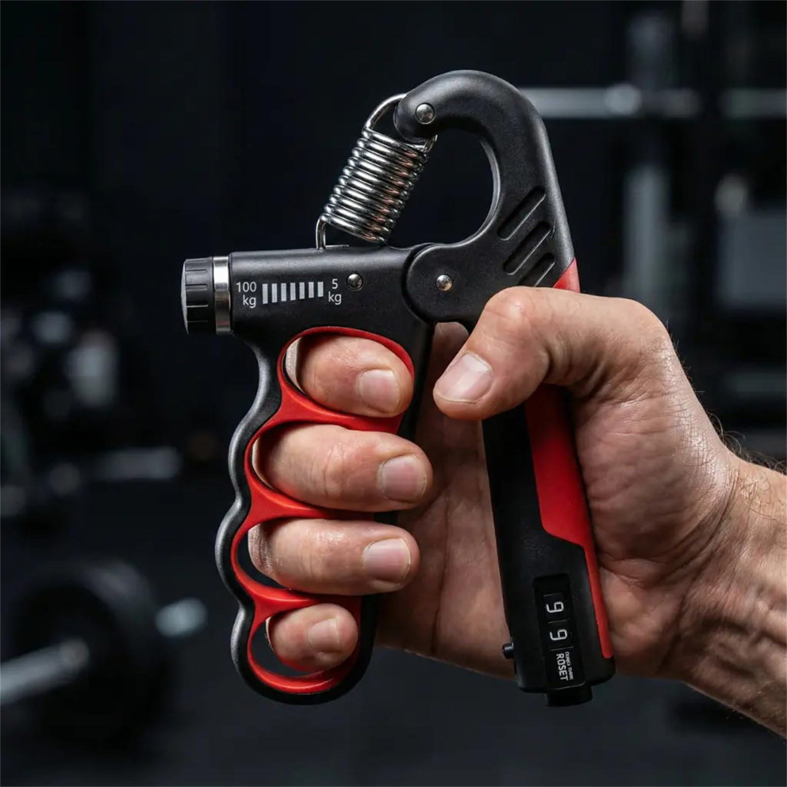 Handgrifftrainer mit Zähler 5–100 kg verstellbar – Unterarm und Handgelenktrainer für Krafttraining, Klettern, Fitness und Stressabbau