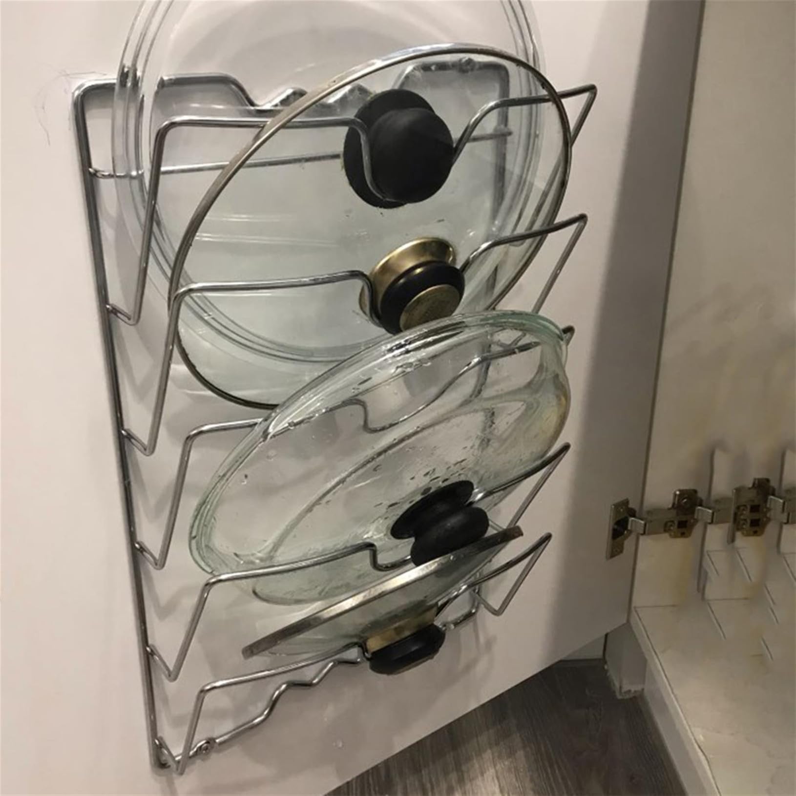 Pot Lid Organizer for Cabinet Door/Wall, Stainless Steel Lid Holder, Rack for Pan Lid Organizer, Lid Holder Stand, Cutting Board, Grill Tray Storage Kitchen Accessories