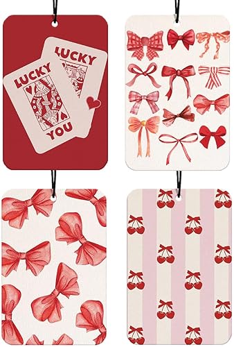 Miniatura 34 de Ambientador de Coche Retro con Lazos de Leopardo 4 Piezas, Accesorios de Coche con Estampado de Guepardo Bola 8 de la Suerte para Interior, Lazos de