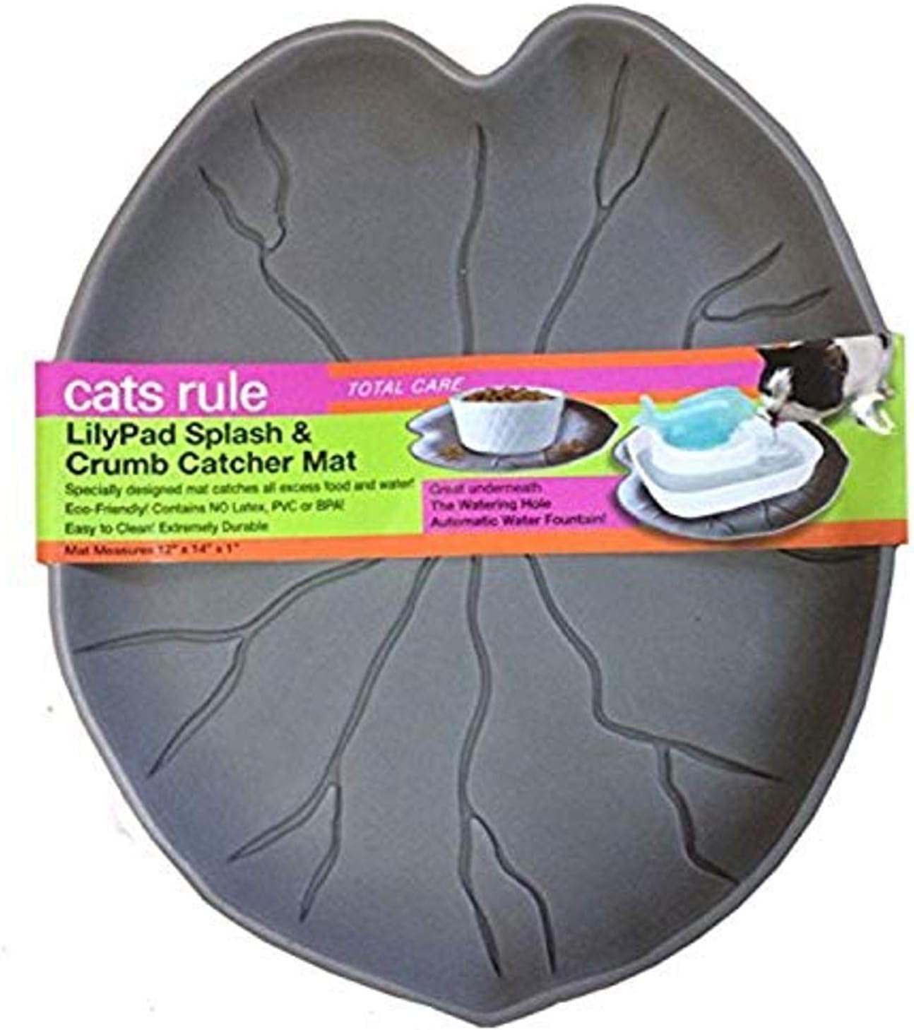 Cats Rule Lilypad Splash and Crumb Catcher Mat, Taupe