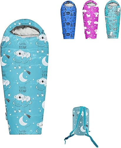 ANJ Outdoors 32F Youth and Kids Sleeping Bag  IndoorOutdoor Boys and Girls Sleeping Bag  Mummy Style, Lightweight Sleeping Bag for Kids