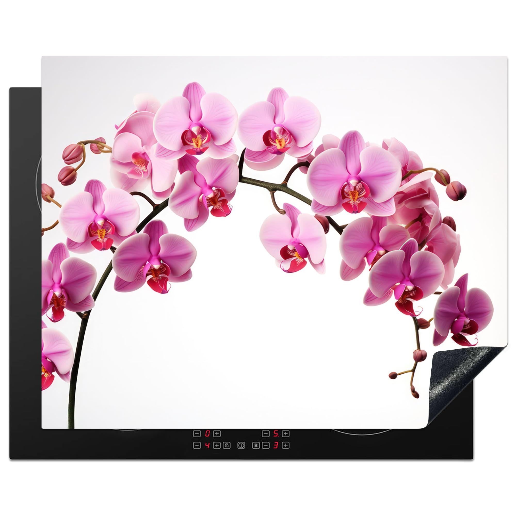KitchenYeah© Induction Hob Cover Protector Mat 20.5"x25.6" / 65x52 cm Kitchen Universal Ceramic Covers for Electric Cookers Vinyl Flowers - Pink - Branch - White — image 1