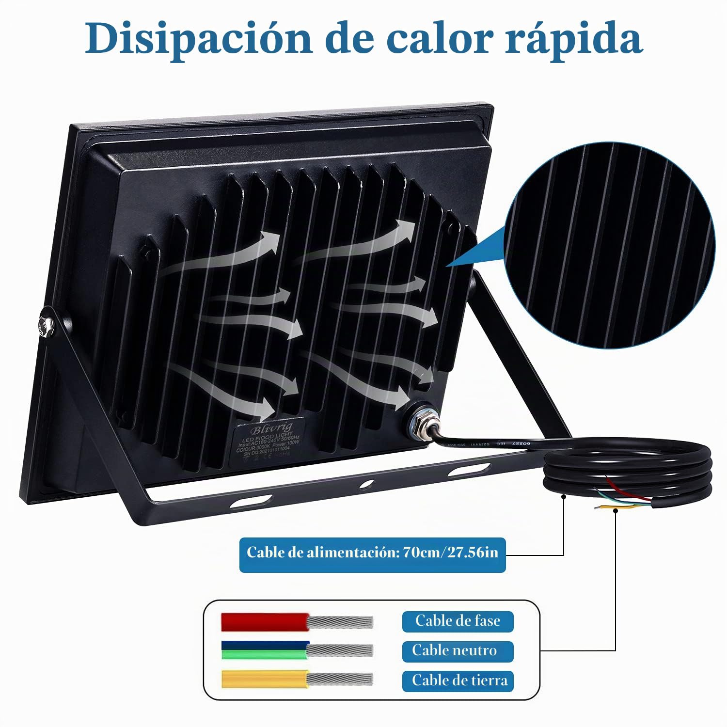 500W Focos LED Exterior, 50000LM 6000K Blanco Frío Proyector Led Exterior, IP66 Impermeable Floodlight, Foco Led para Casa, Garaje, Patio, Camino, Jardín, Terrazas, 720 LEDs
